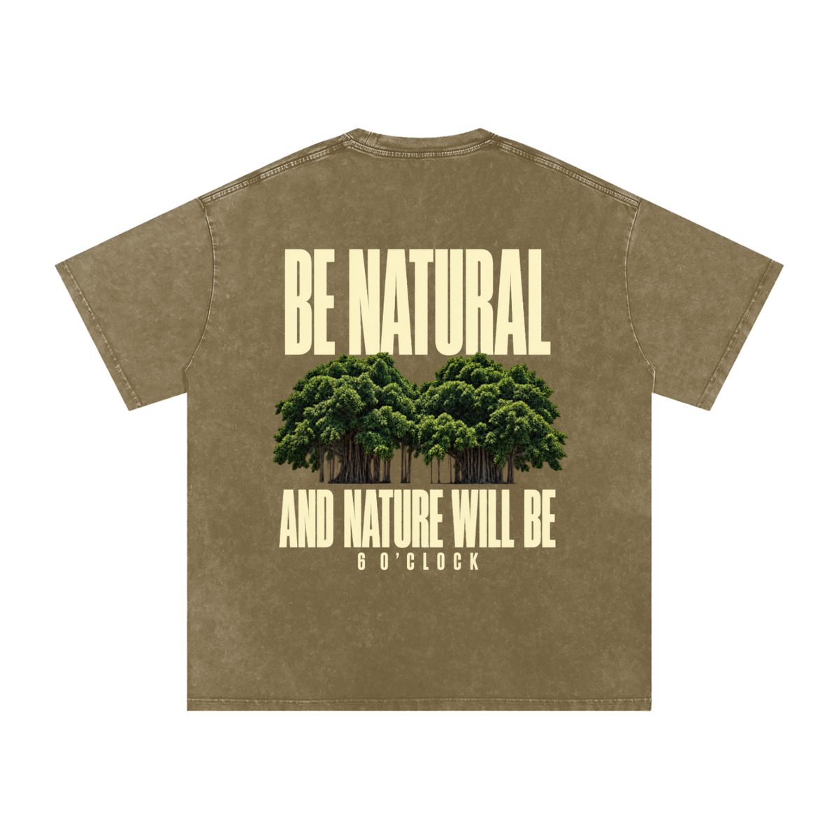 BE NATURAL Tee Gray Green Front